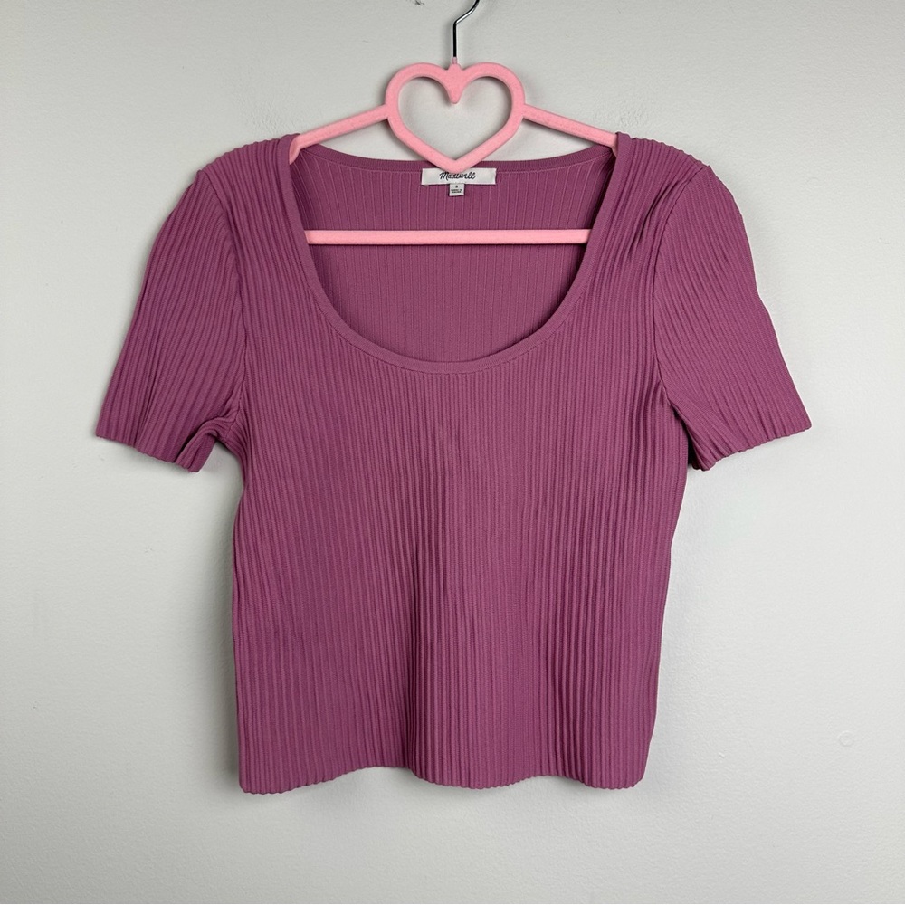 Madewell Ottonman rib scoop neck short sleeve crop top Size Small